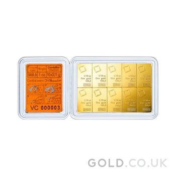10 x 1/10oz Gold Bar CombiBar Valcambi