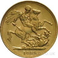 1884 Victoria Young Head Gold Sovereign (Sydney Mint)