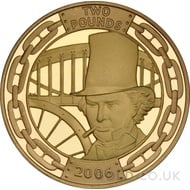 Brunel £2 Two Pounds Proof Gold Coin (2006)