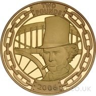 Brunel £2 Two Pounds Proof Gold Coin (2006)