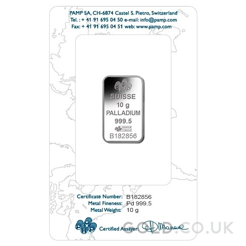 10g Palladium Bar PAMP Lady Fortuna 