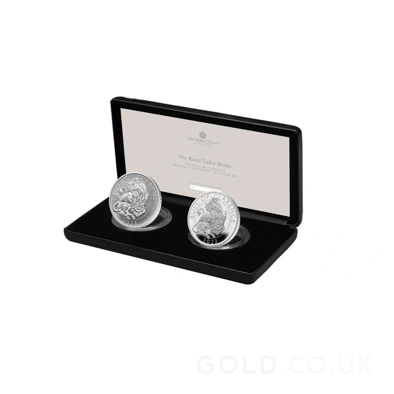 2023 Bull of Clarence Silver Coin Tudor Beasts Proof Two Coin Set Boxed